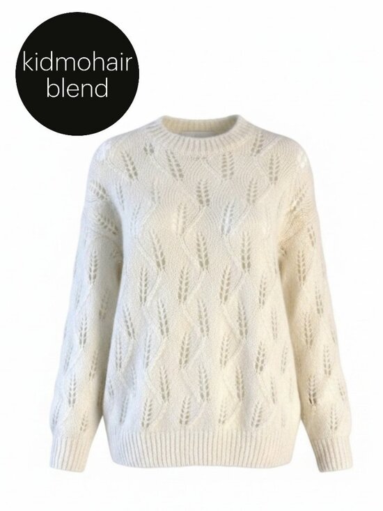 Bellerina Sweaters - BELLERINA Cream Mohair Blend Open Knit Sweater oversized xl